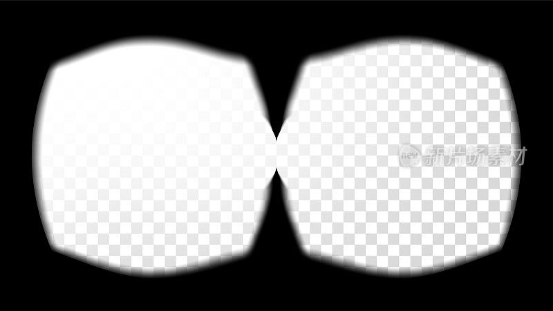 虚拟现实眼镜视景向量。立体屏幕框架模板。技术设计3D VR概念网页，平面设计。软边缘。透明背景说明